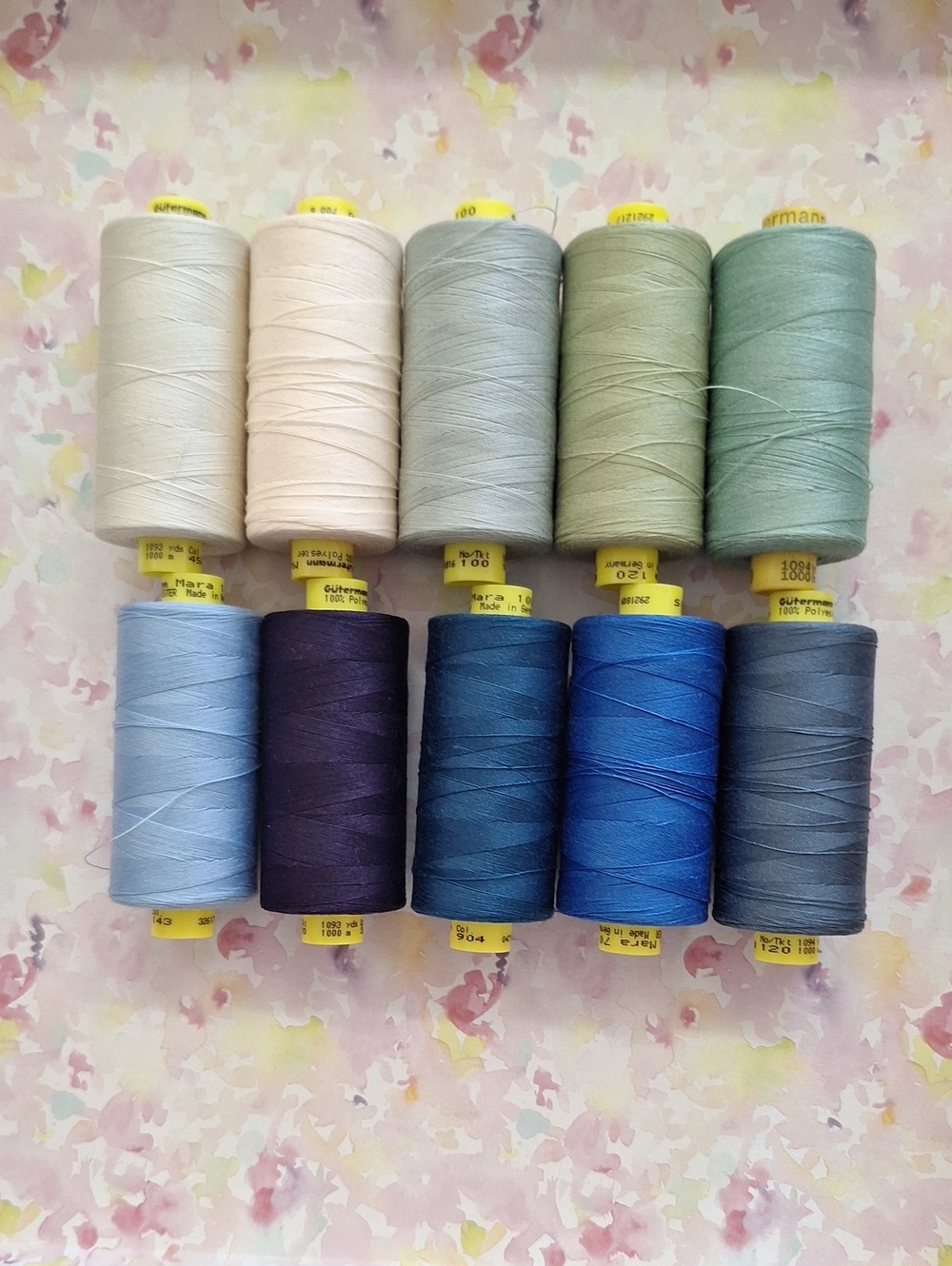 Gutermann Polyester Thread Set in Greens and Blues